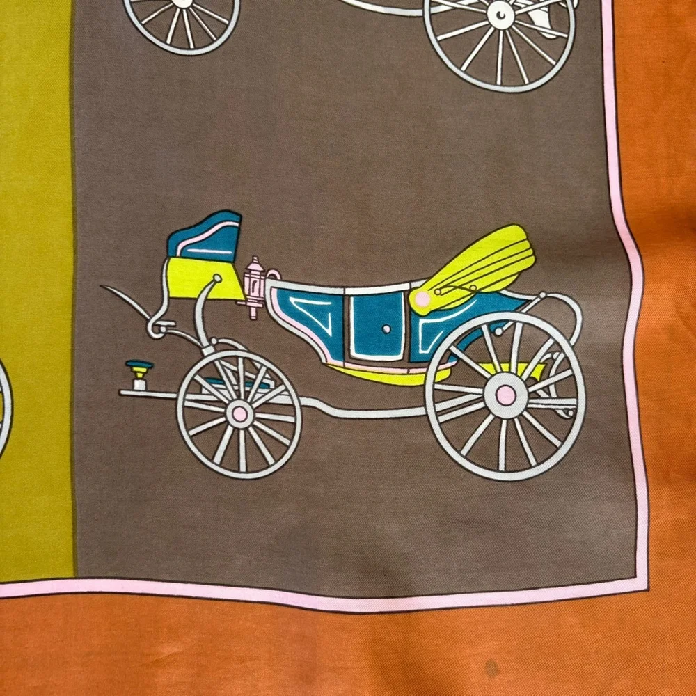 Vintage 1950s Equestrian Carriage Print Scarf